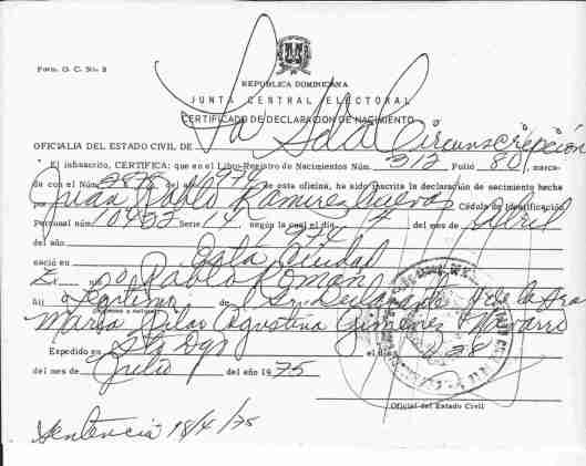 Certificado de nacimiento